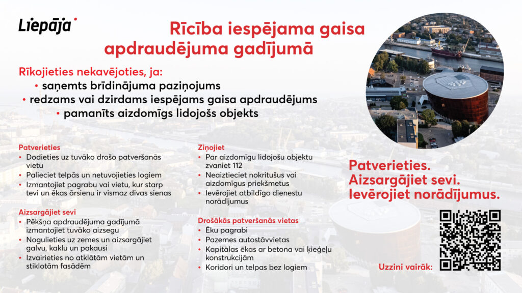 Rīcība iespējama gaisa apdraudējuma gadījumā